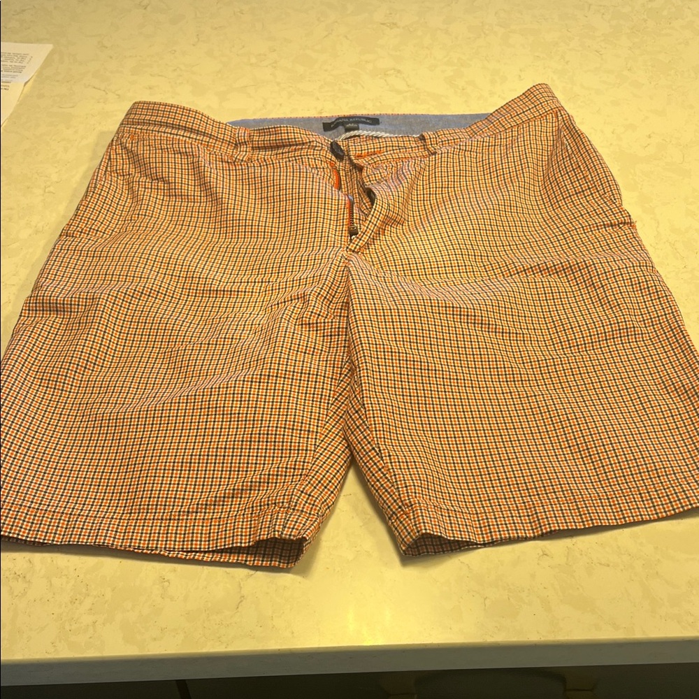 Banana Republic Orange Checkered Men's Flat Front Shorts